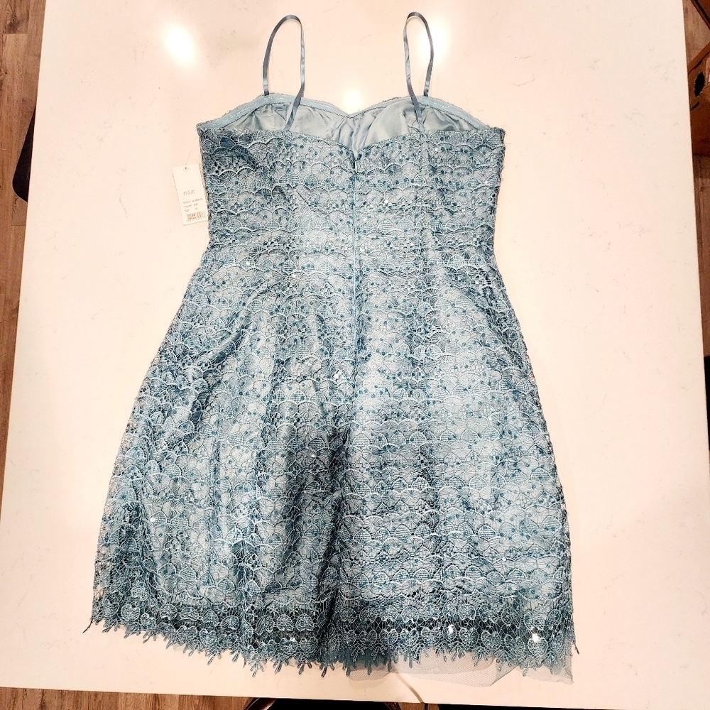 Adrianna Papell Blue Lace Mini Dress - Picture 2 of 14